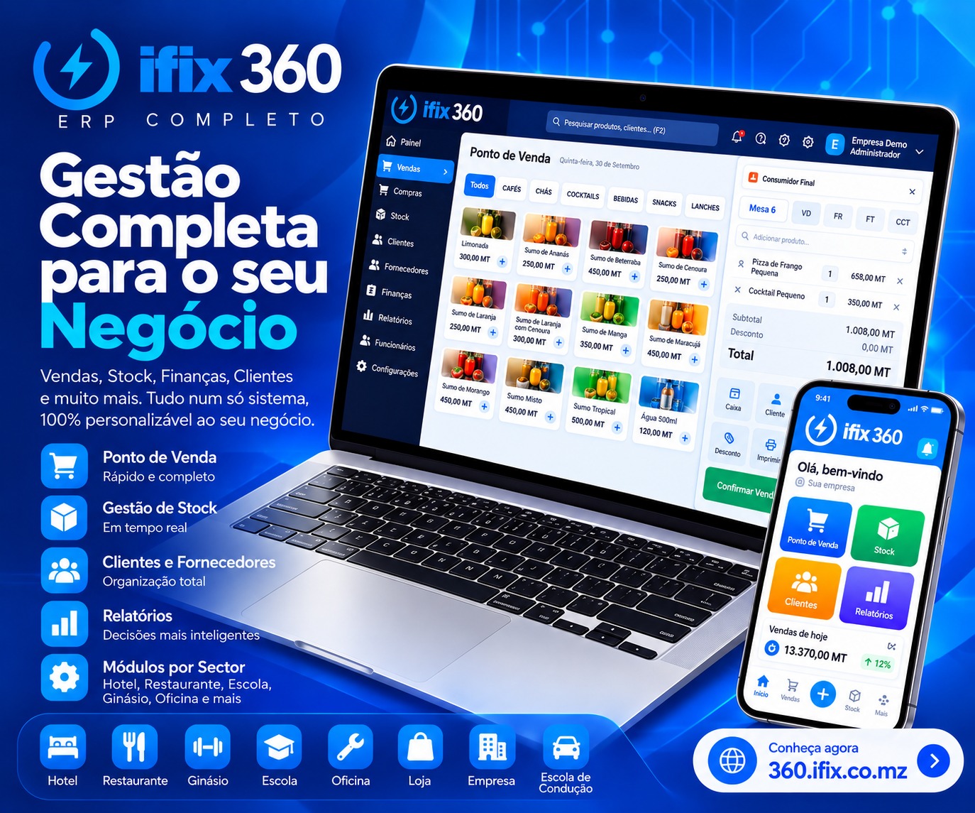 iFix 360, ERP completo: gestão completa para o seu negócio no computador e no telemóvel