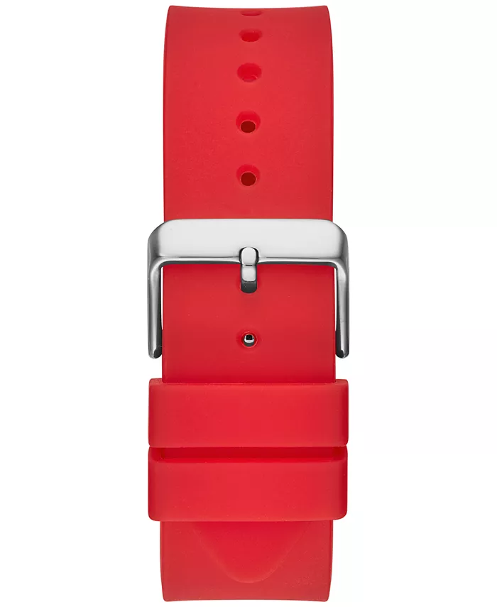 Relógio GUESS vermelho — bracelete de silicone, 43 mm
