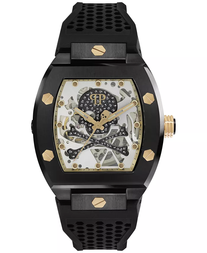 Relógio Philipp Plein The $keleton automático — preto e dourado, 44 mm