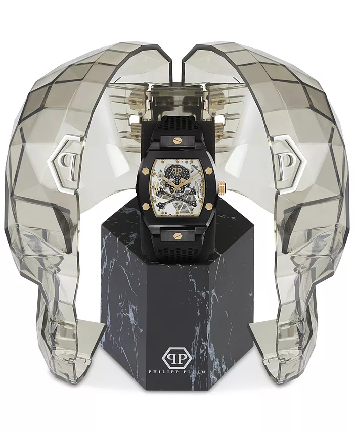 Relógio Philipp Plein The $keleton automático — preto e dourado, 44 mm